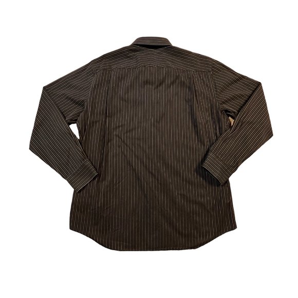 APT. 9 Shirt Men's Long Sleeve Striped Button Up Collared Black Gray Large - Picture 11 of 12